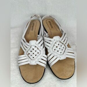 Softspots, white straps sandals with suede insoles